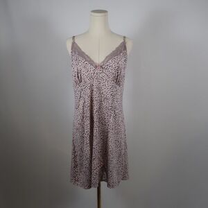 Marilyn Monroe Leopard Print Lace Trim Slip Dress Camisole Nightgown